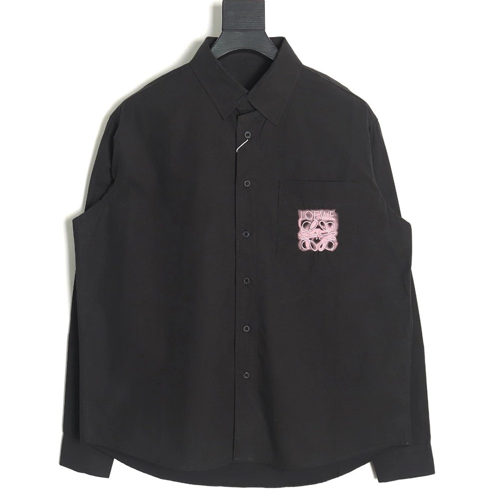 Loewe classic embroidered fluorescent pink logo shirt jacket,Loewe Jacket,Jacket,APPAREL
