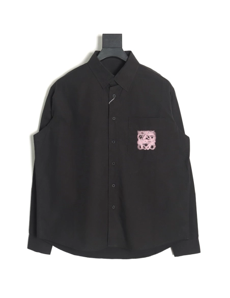 Loewe classic embroidered fluorescent pink logo shirt jacket,Loewe Jacket,Jacket,APPAREL