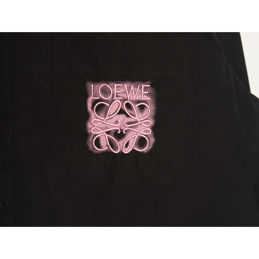 Loewe classic embroidered fluorescent pink logo shirt jacket,Loewe Jacket,Jacket,APPAREL