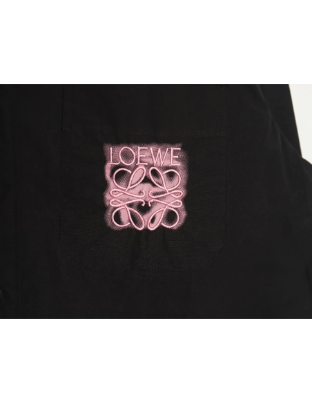 Loewe classic embroidered fluorescent pink logo shirt jacket,Loewe Jacket,Jacket,APPAREL