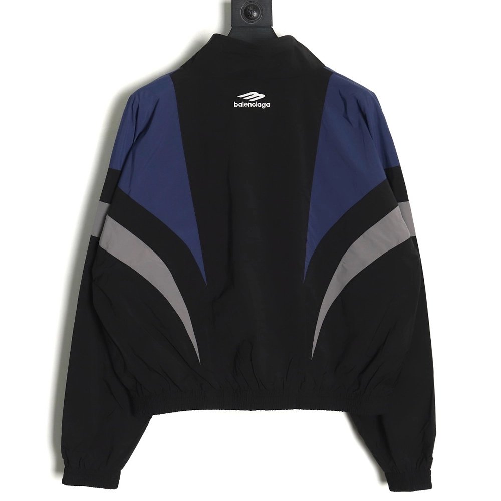 Balenciaga 3B black and blue stitching stand collar jacket,Balenciaga Jacket,Jacket,APPAREL