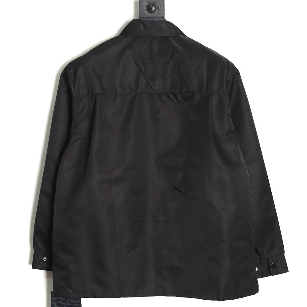 Prada Nylon Triangle Logo Long Sleeve Jacket Shirt,Prada Jacket,Jacket,APPAREL