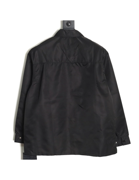 Prada Nylon Triangle Logo Long Sleeve Jacket Shirt,Prada Jacket,Jacket,APPAREL