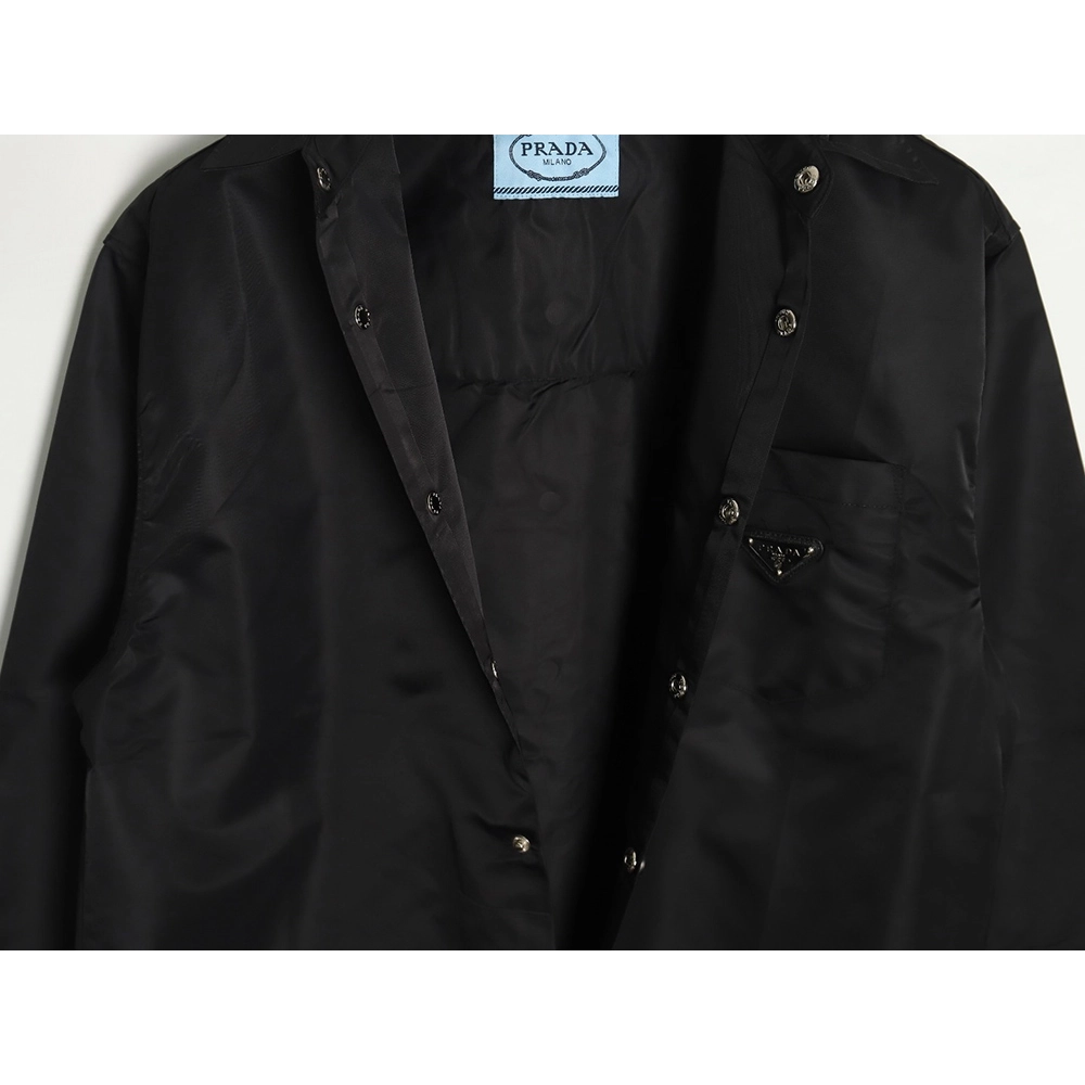 Prada Nylon Triangle Logo Long Sleeve Jacket Shirt,Prada Jacket,Jacket,APPAREL