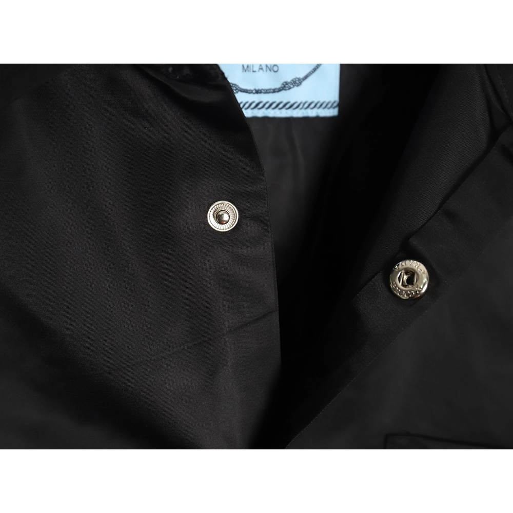 Prada Nylon Triangle Logo Long Sleeve Jacket Shirt,Prada Jacket,Jacket,APPAREL