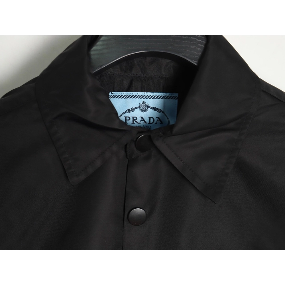 Prada Nylon Triangle Logo Long Sleeve Jacket Shirt,Prada Jacket,Jacket,APPAREL