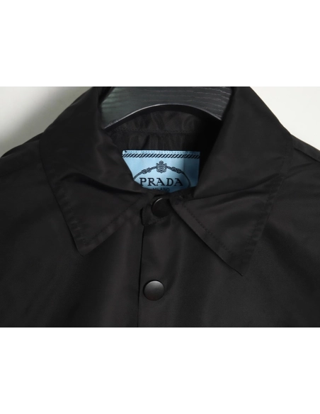 Prada Nylon Triangle Logo Long Sleeve Jacket Shirt,Prada Jacket,Jacket,APPAREL