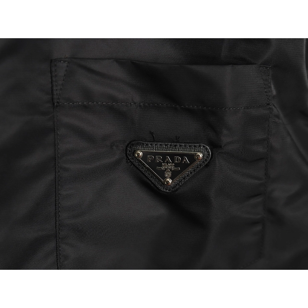Prada Nylon Triangle Logo Long Sleeve Jacket Shirt,Prada Jacket,Jacket,APPAREL