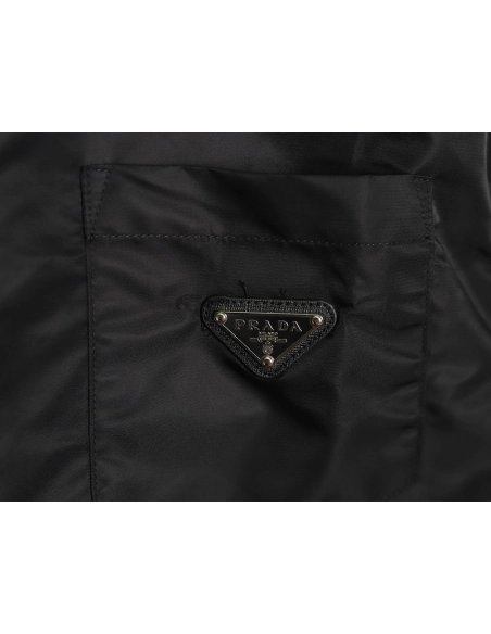 Prada Nylon Triangle Logo Long Sleeve Jacket Shirt,Prada Jacket,Jacket,APPAREL