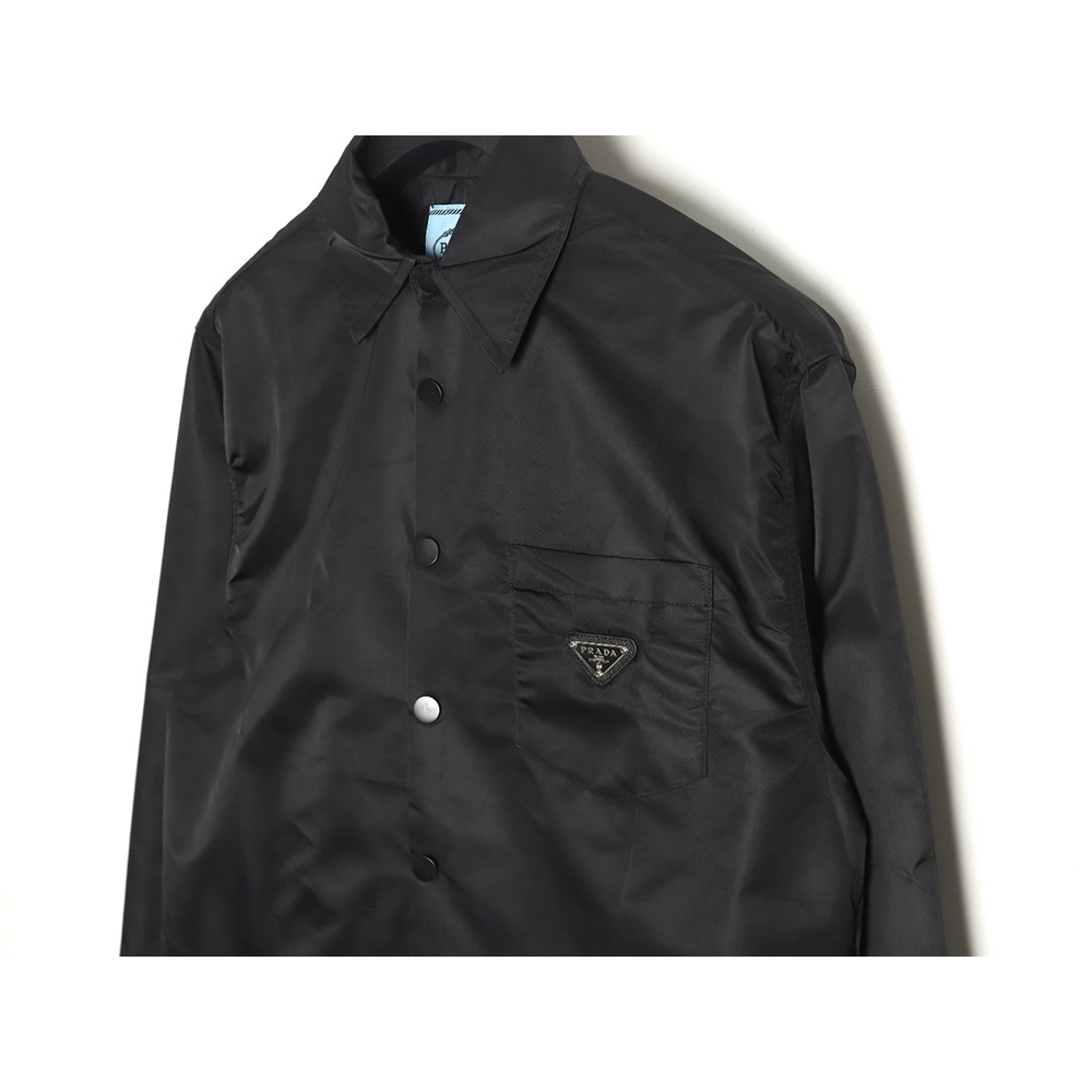 Prada Nylon Triangle Logo Long Sleeve Jacket Shirt,Prada Jacket,Jacket,APPAREL