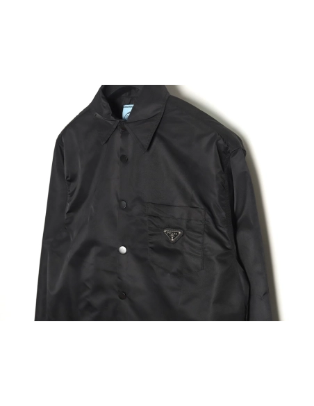 Prada Nylon Triangle Logo Long Sleeve Jacket Shirt,Prada Jacket,Jacket,APPAREL