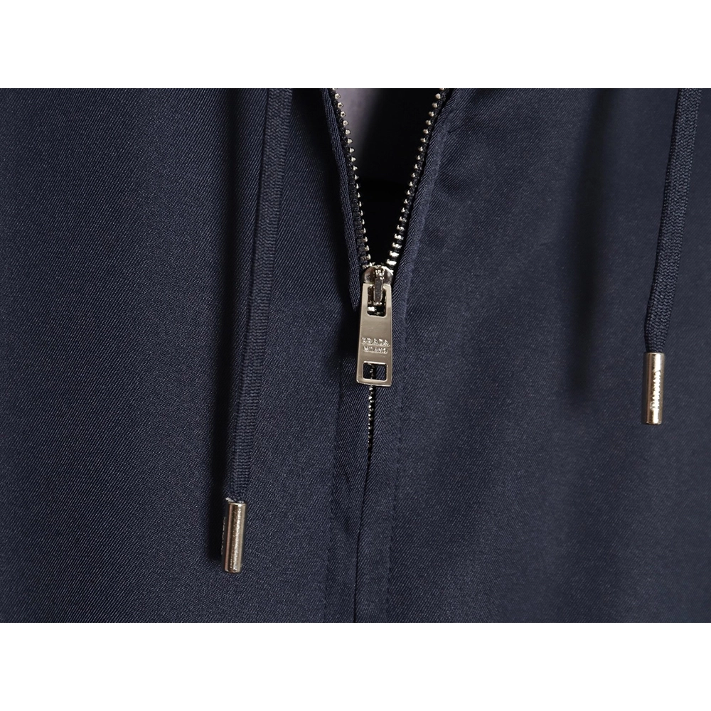 Prada 24SS mulberry silk ribbon hem hooded jacket,Prada Jacket,Jacket,APPAREL