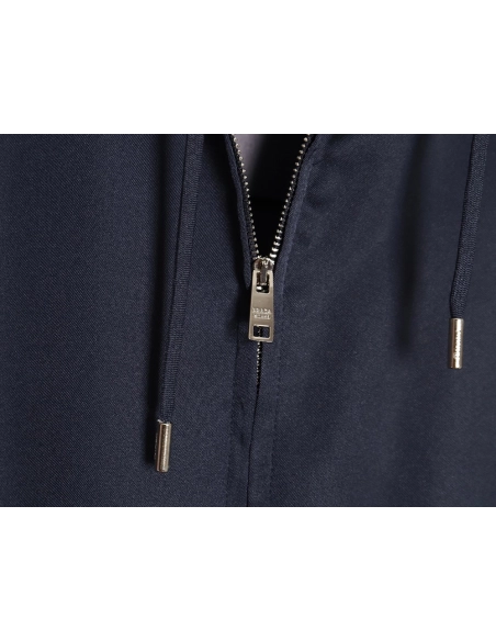 Prada 24SS mulberry silk ribbon hem hooded jacket,Prada Jacket,Jacket,APPAREL