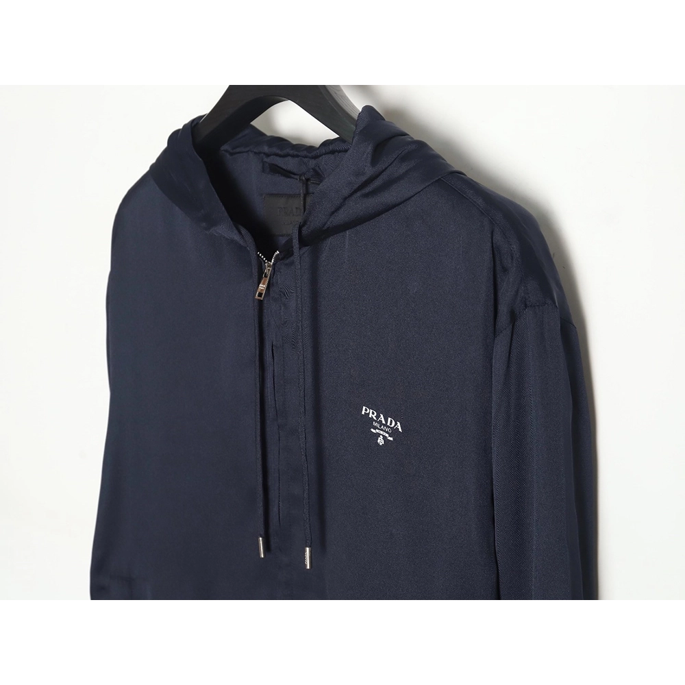 Prada 24SS mulberry silk ribbon hem hooded jacket,Prada Jacket,Jacket,APPAREL