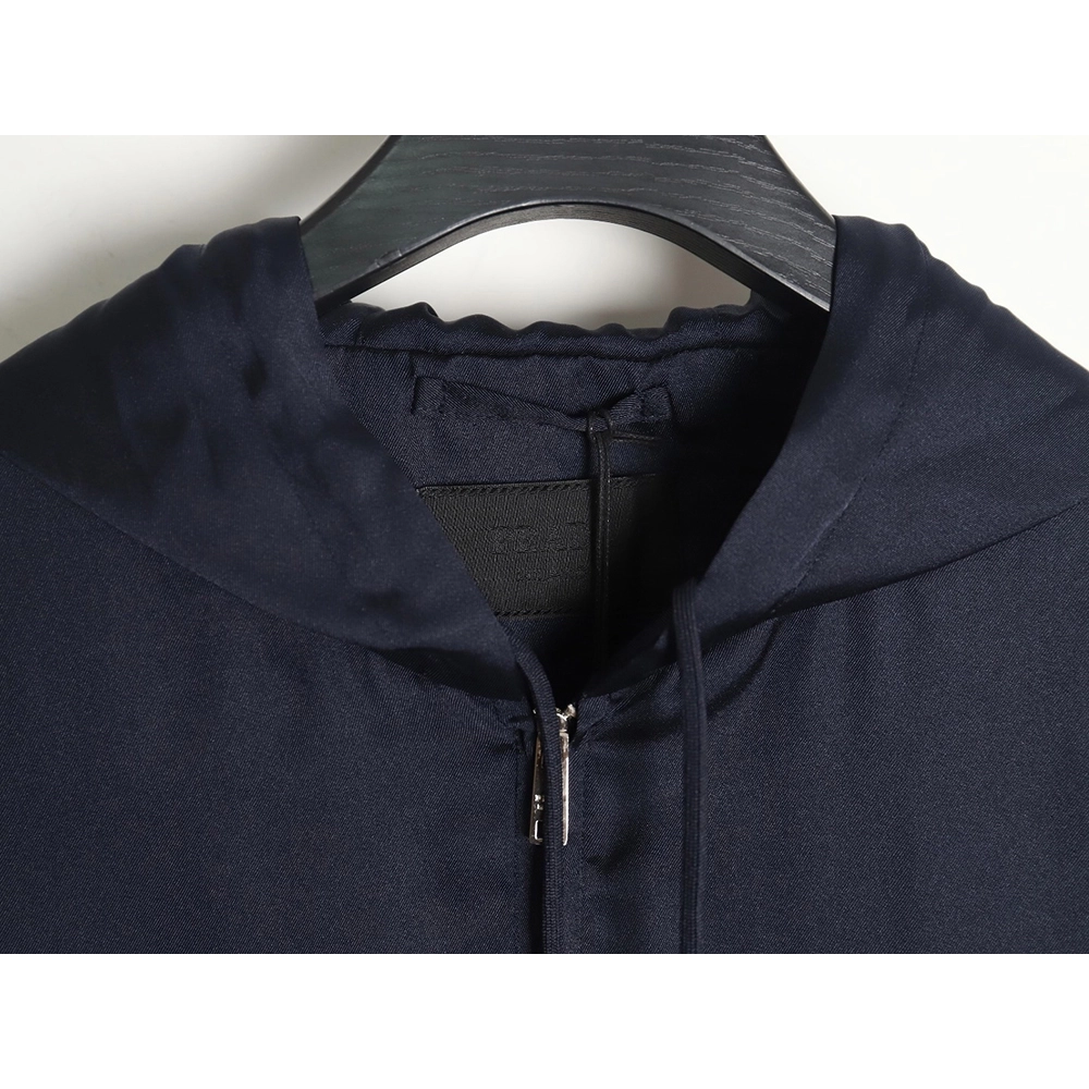 Prada 24SS mulberry silk ribbon hem hooded jacket,Prada Jacket,Jacket,APPAREL
