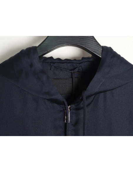 Prada 24SS mulberry silk ribbon hem hooded jacket,Prada Jacket,Jacket,APPAREL