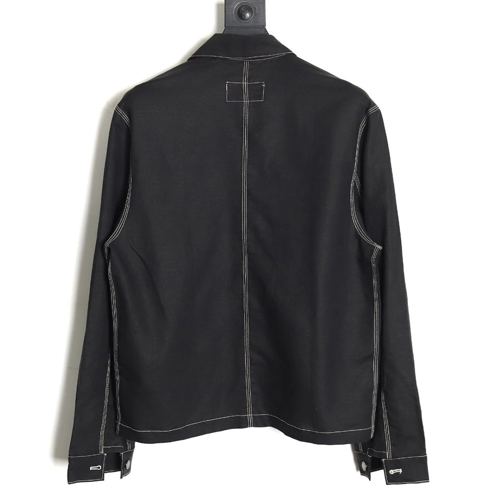 Prada PRD24SS Chambray Pocket Long Sleeve Shirt Jacket,Prada Jacket,Jacket,APPAREL