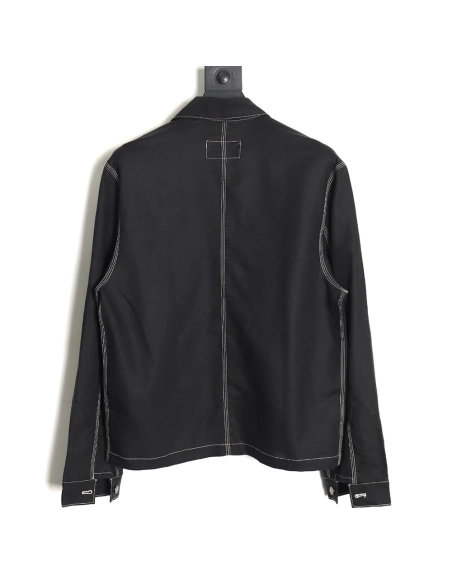 Prada PRD24SS Chambray Pocket Long Sleeve Shirt Jacket,Prada Jacket,Jacket,APPAREL