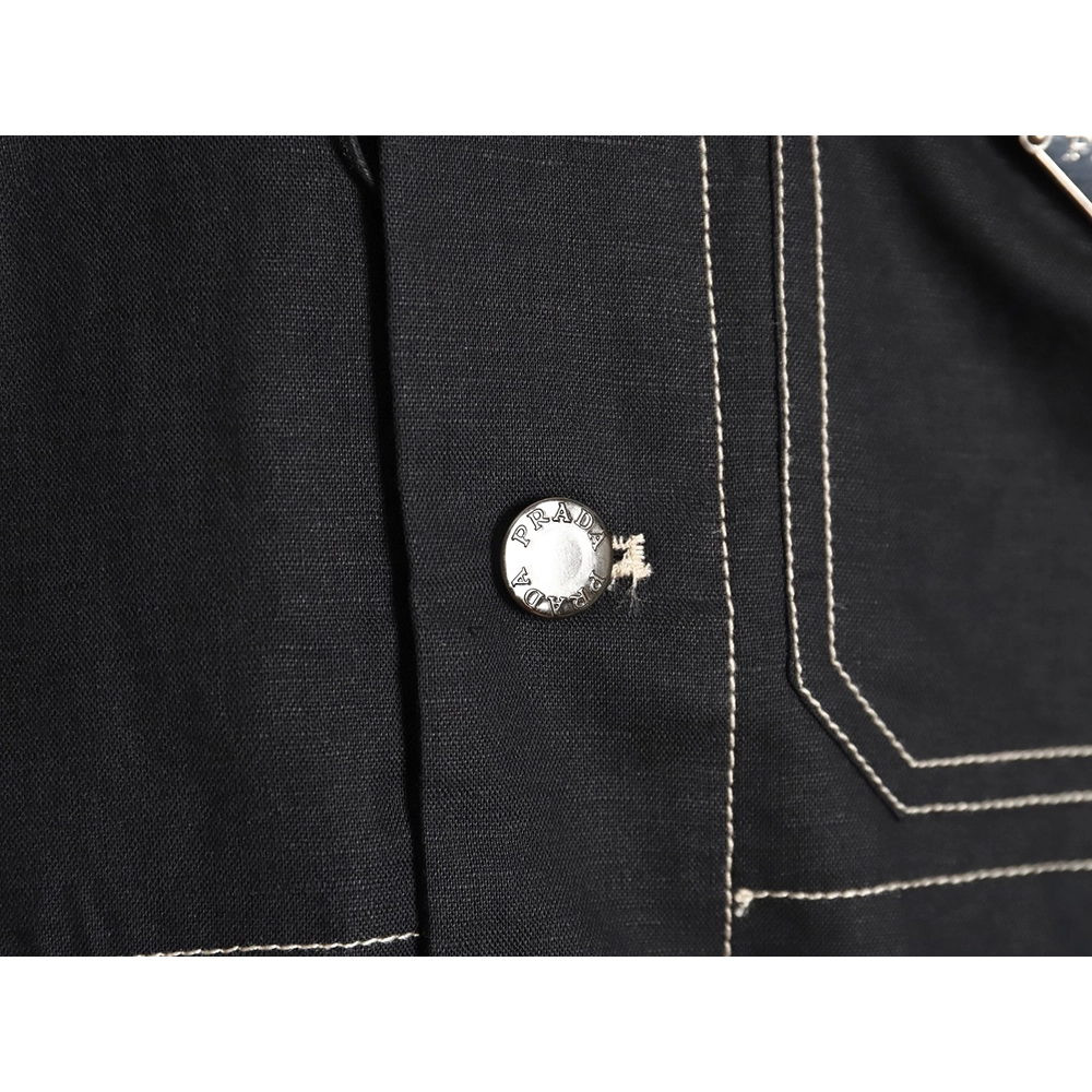 Prada PRD24SS Chambray Pocket Long Sleeve Shirt Jacket,Prada Jacket,Jacket,APPAREL