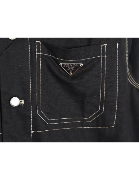 Prada PRD24SS Chambray Pocket Long Sleeve Shirt Jacket,Prada Jacket,Jacket,APPAREL