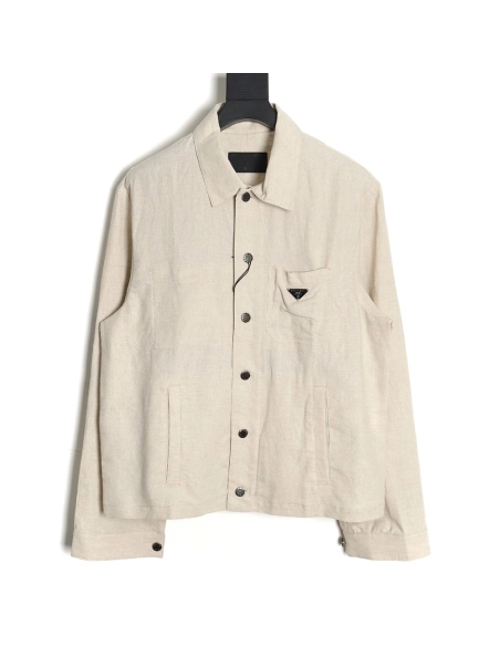 Prada PRD24SS Chambray Pocket Long Sleeve Shirt Jacket,Prada Jacket,Jacket,APPAREL