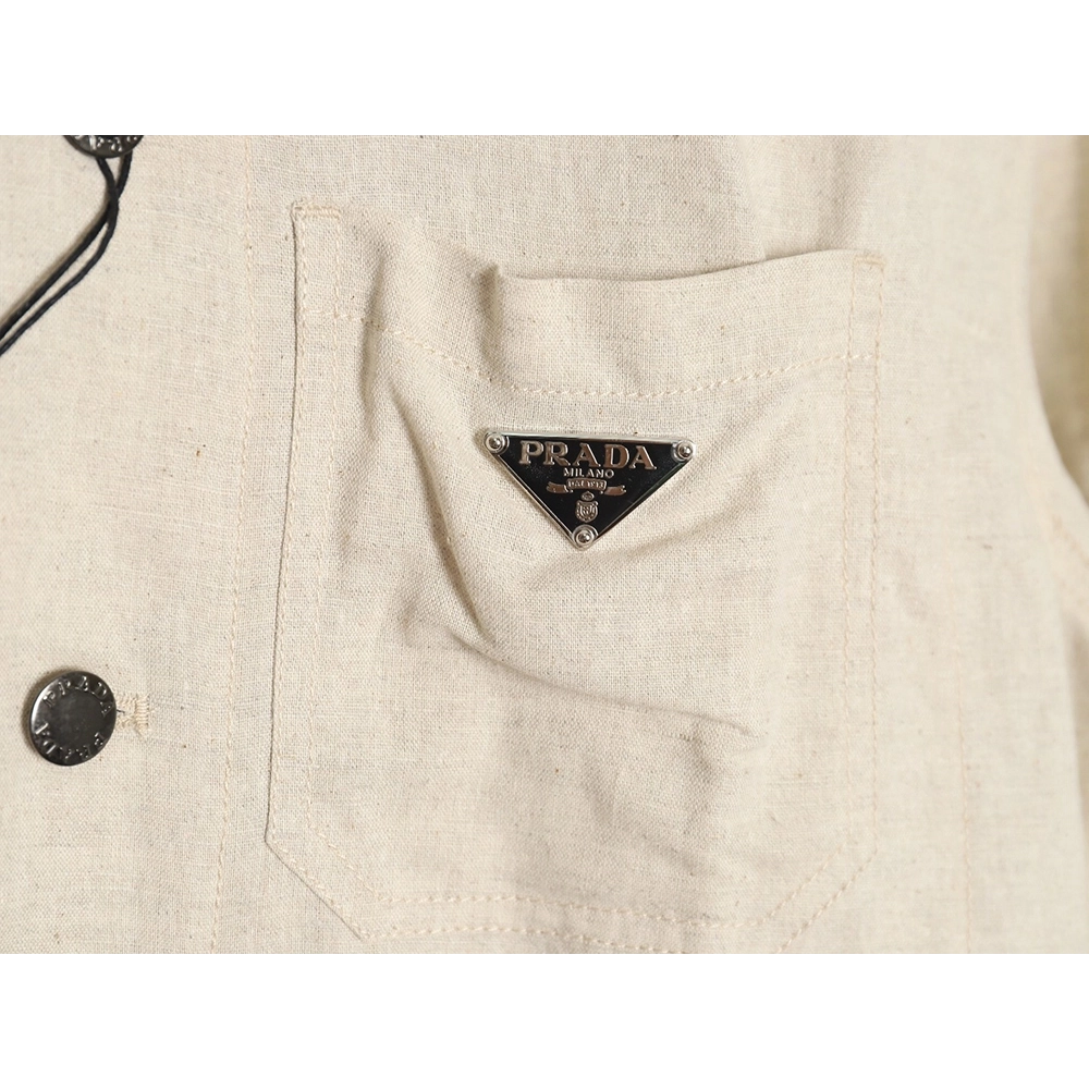 Prada PRD24SS Chambray Pocket Long Sleeve Shirt Jacket,Prada Jacket,Jacket,APPAREL