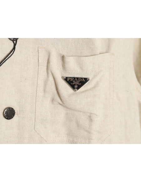 Prada PRD24SS Chambray Pocket Long Sleeve Shirt Jacket,Prada Jacket,Jacket,APPAREL