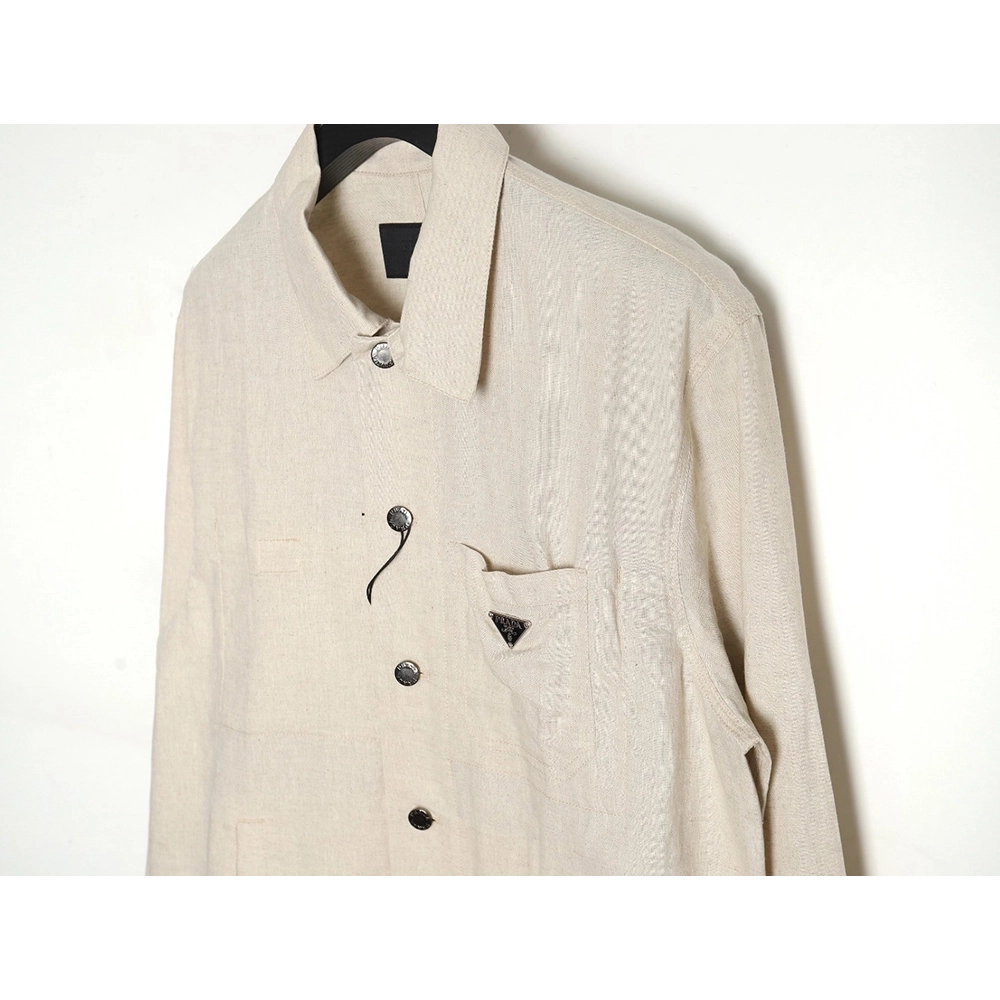 Prada PRD24SS Chambray Pocket Long Sleeve Shirt Jacket,Prada Jacket,Jacket,APPAREL