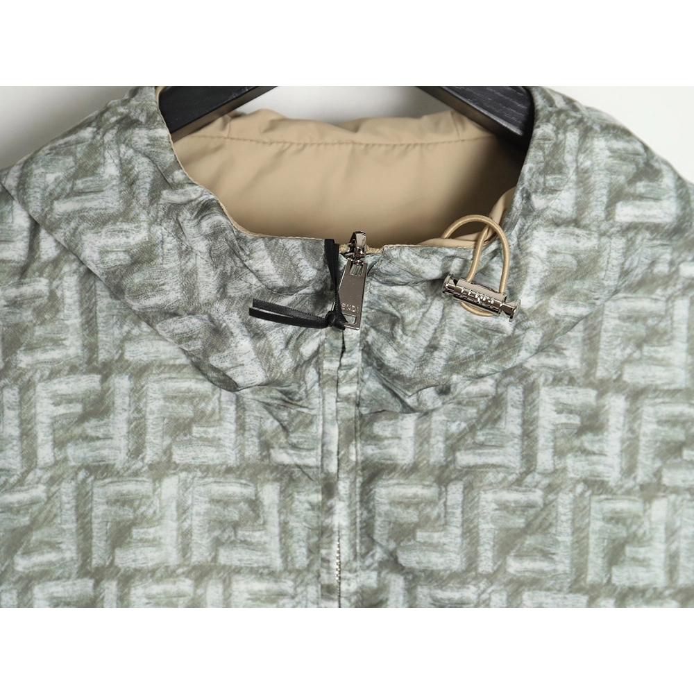Fendi FD24SS Green FF Reversible Nylon Jacket Hooded Jacket,Fendi Jacket,Jacket,APPAREL