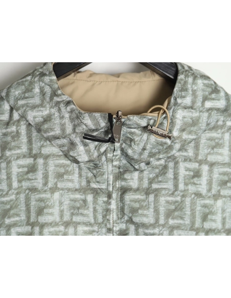 Fendi FD24SS Green FF Reversible Nylon Jacket Hooded Jacket,Fendi Jacket,Jacket,APPAREL