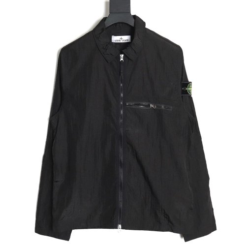 Stone Island Nylon Meta Series Metallic Nylon Long Sleeve Zip Chest Strap Jacket,Stone Island Jacket,Jacket,APPAREL