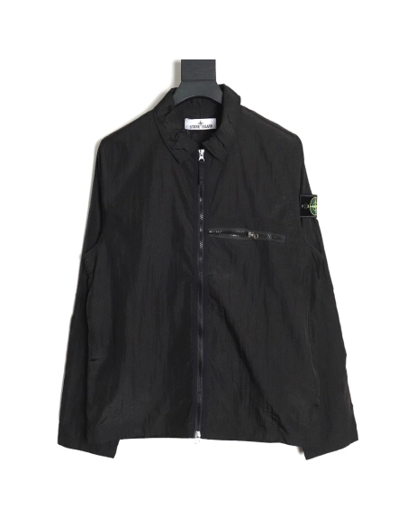 Stone Island Nylon Meta Series Metallic Nylon Long Sleeve Zip Chest Strap Jacket,Stone Island Jacket,Jacket,APPAREL