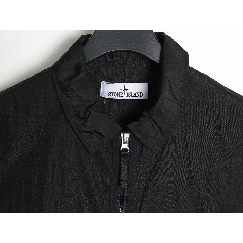Stone Island Nylon Meta Series Metallic Nylon Long Sleeve Zip Chest Strap Jacket,Stone Island Jacket,Jacket,APPAREL