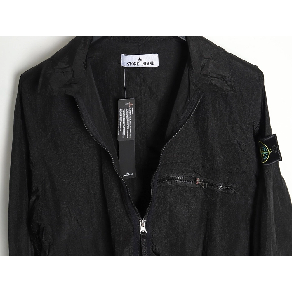 Stone Island Nylon Meta Series Metallic Nylon Long Sleeve Zip Chest Strap Jacket,Stone Island Jacket,Jacket,APPAREL