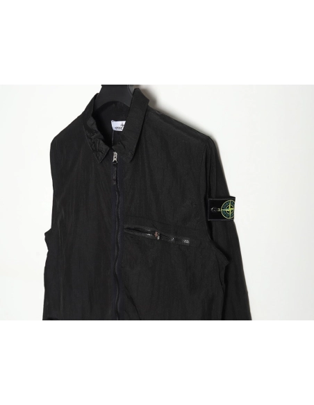 Stone Island Nylon Meta Series Metallic Nylon Long Sleeve Zip Chest Strap Jacket,Stone Island Jacket,Jacket,APPAREL