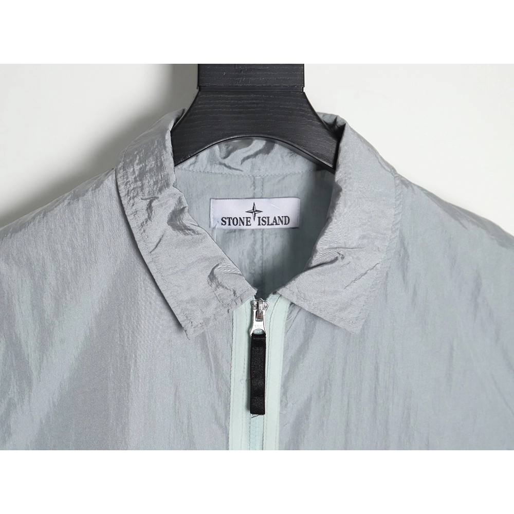 Stone Island Nylon Meta Series Metallic Nylon Long Sleeve Zip Chest Strap Jacket,Stone Island Jacket,Jacket,APPAREL