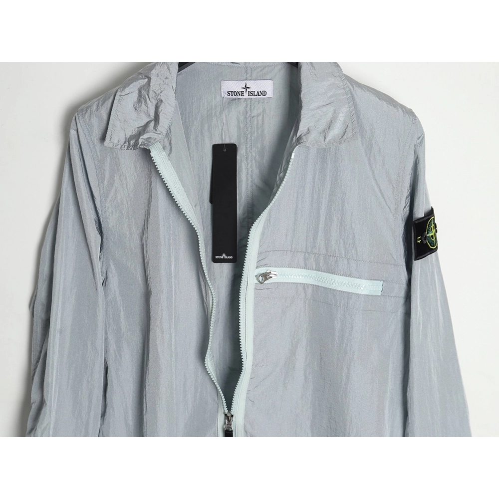 Stone Island Nylon Meta Series Metallic Nylon Long Sleeve Zip Chest Strap Jacket,Stone Island Jacket,Jacket,APPAREL