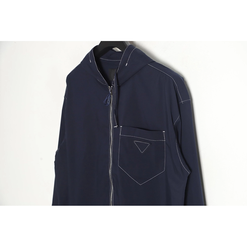 Prada 23SS topstitched zipper jacket,Prada Jacket,Jacket,APPAREL