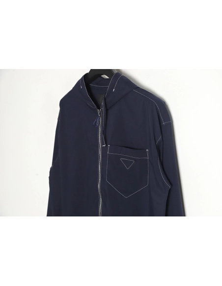 Prada 23SS topstitched zipper jacket,Prada Jacket,Jacket,APPAREL