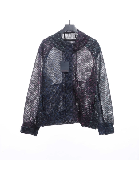 LV gradient presbyopic mesh hooded jacket,Louis Vuitton Jacket,Jacket,APPAREL