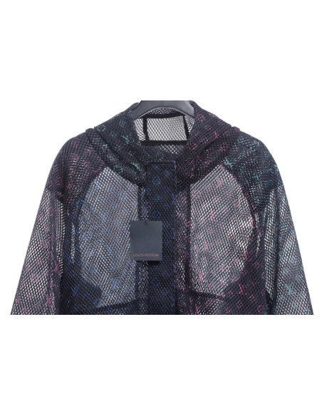 LV gradient presbyopic mesh hooded jacket,Louis Vuitton Jacket,Jacket,APPAREL
