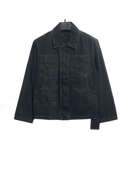 LV embossed denim jacket,Louis Vuitton Jacket,Jacket,APPAREL