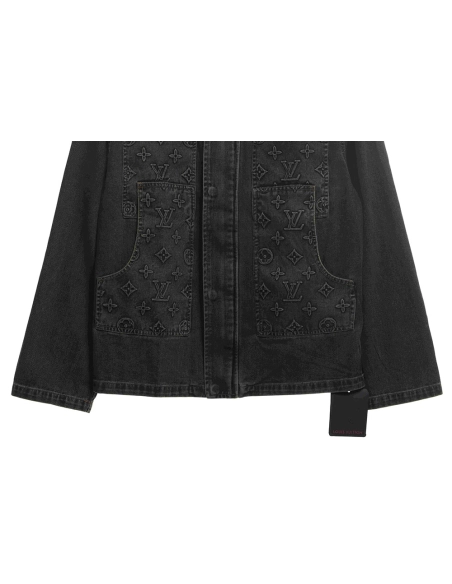 LV embossed denim jacket,Louis Vuitton Jacket,Jacket,APPAREL