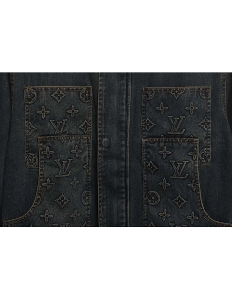 LV embossed denim jacket,Louis Vuitton Jacket,Jacket,APPAREL