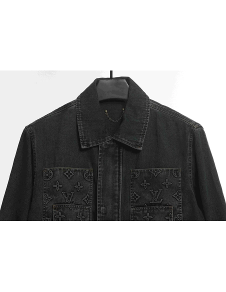 LV embossed denim jacket,Louis Vuitton Jacket,Jacket,APPAREL