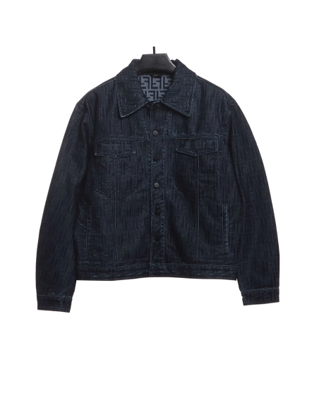 Fendi presbyopic dark pattern denim jacket,Fendi Jacket,Jacket,APPAREL