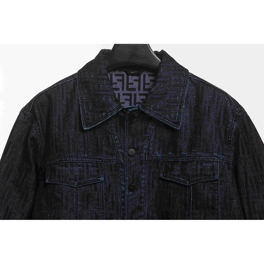 Fendi presbyopic dark pattern denim jacket,Fendi Jacket,Jacket,APPAREL