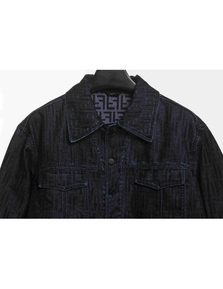 Fendi presbyopic dark pattern denim jacket,Fendi Jacket,Jacket,APPAREL