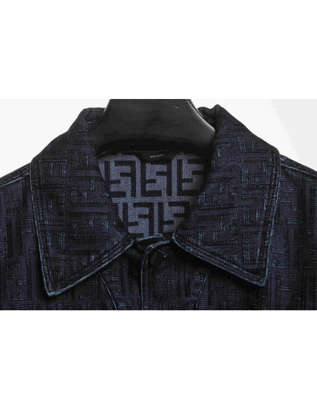 Fendi presbyopic dark pattern denim jacket,Fendi Jacket,Jacket,APPAREL