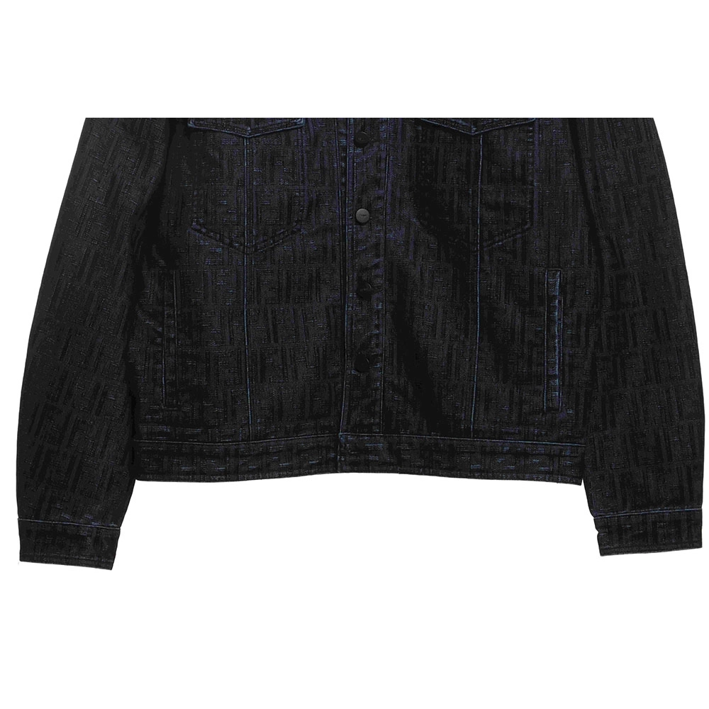 Fendi presbyopic dark pattern denim jacket,Fendi Jacket,Jacket,APPAREL